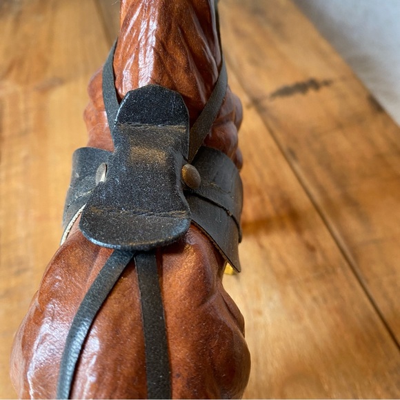 Vintage Leather Wrapped Horse Figurine Statue - Picture 9 of 11